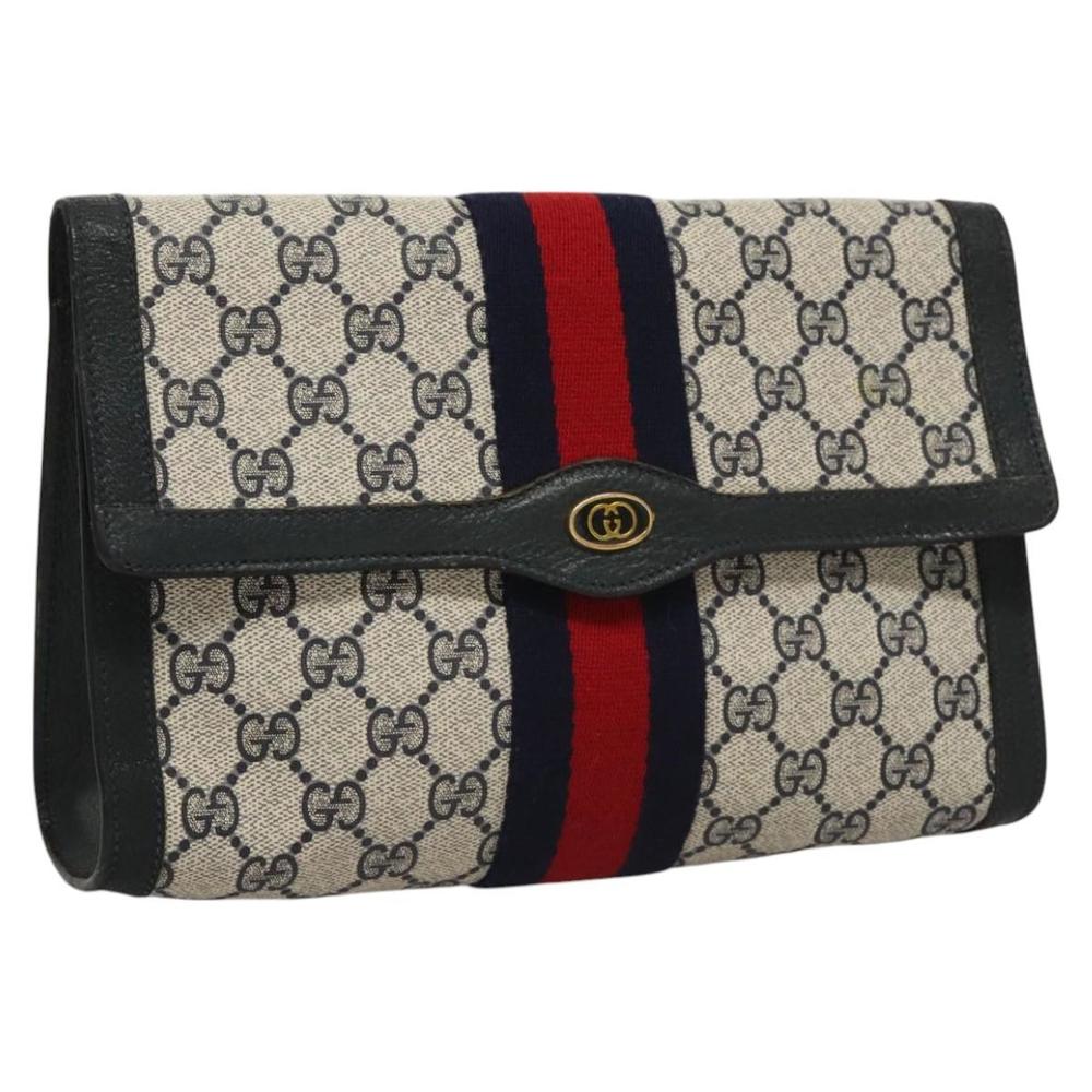Gucci Blue and Gold Clutch with Signature GG Monogram